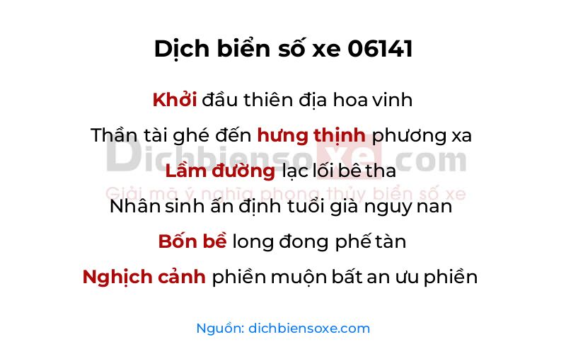 Dịch thơ biển số 06141