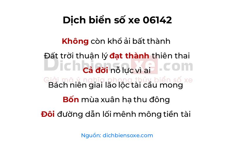 Dịch thơ biển số 06142