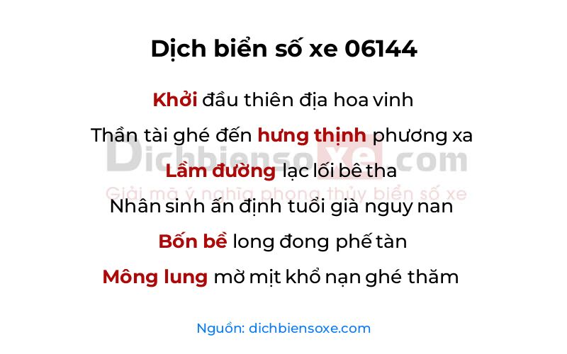 Dịch thơ biển số 06144