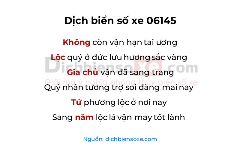 Dịch thơ biển số 06145