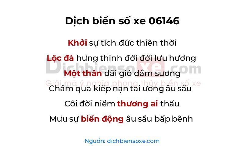 Dịch thơ biển số 06146