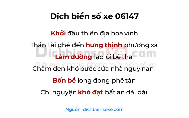 Dịch thơ biển số 06147