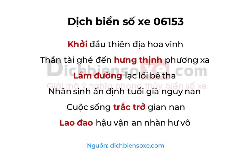 Dịch thơ biển số 06153