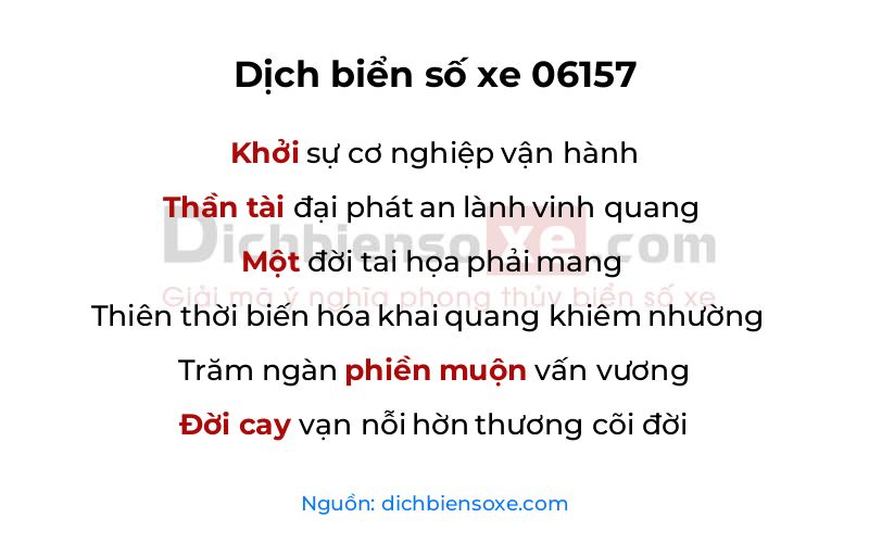 Dịch thơ biển số 06157