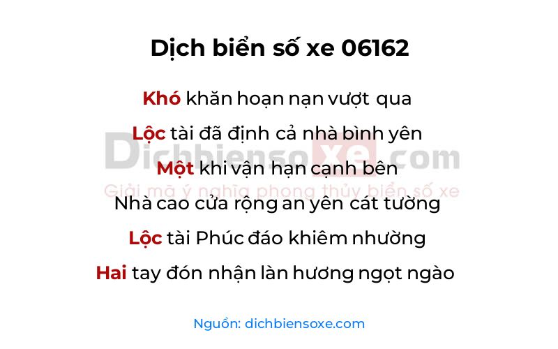 Dịch thơ biển số 06162