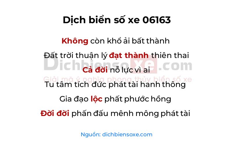 Dịch thơ biển số 06163