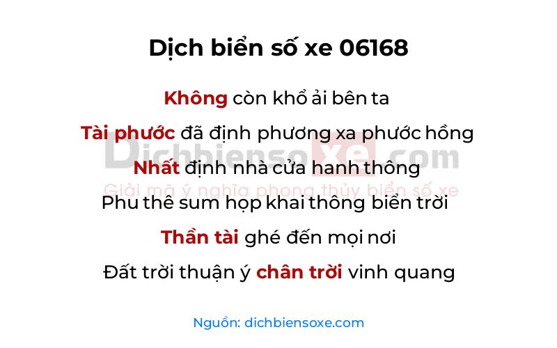 Dịch thơ biển số 06168