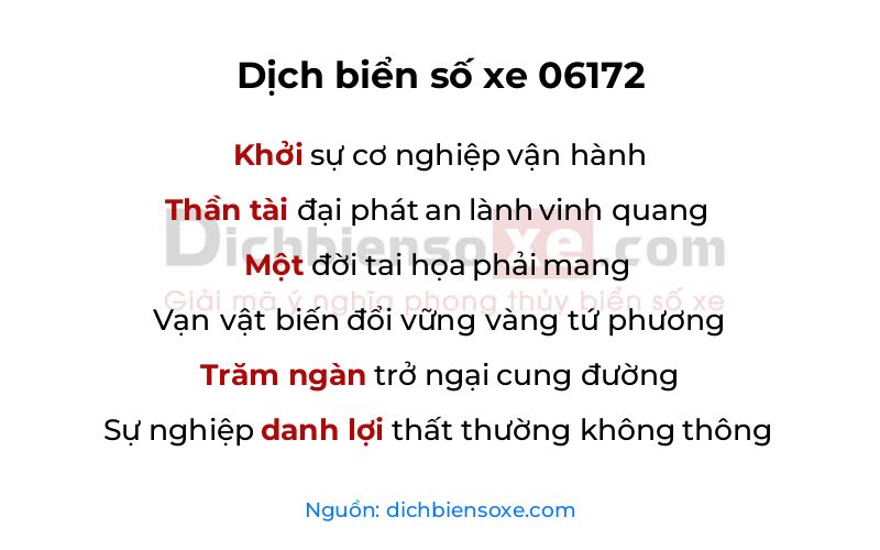 Dịch thơ biển số 06172