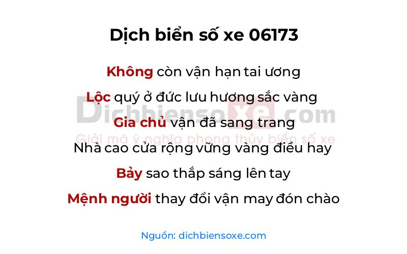 Dịch thơ biển số 06173