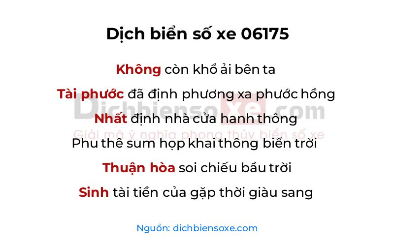 Dịch thơ biển số 06175