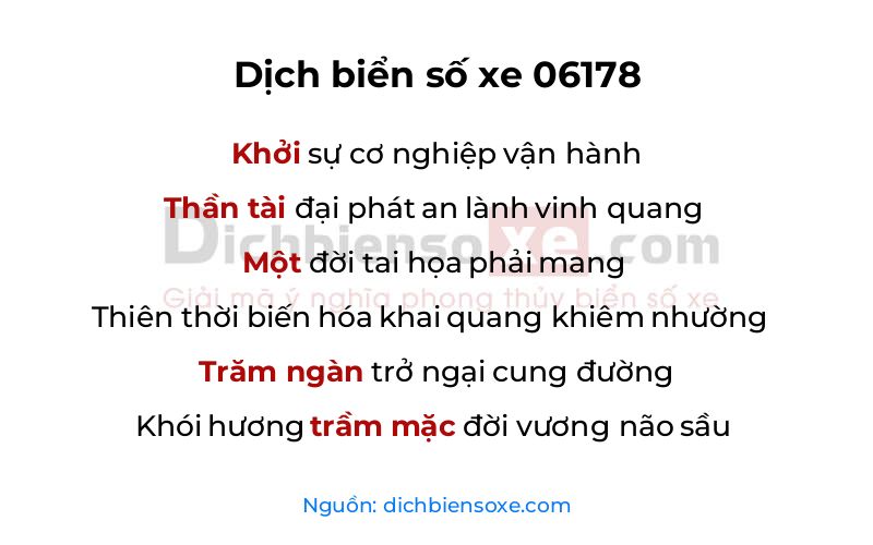 Dịch thơ biển số 06178