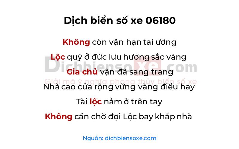 Dịch thơ biển số 06180