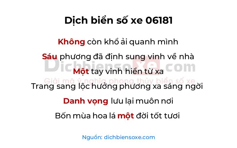 Dịch thơ biển số 06181