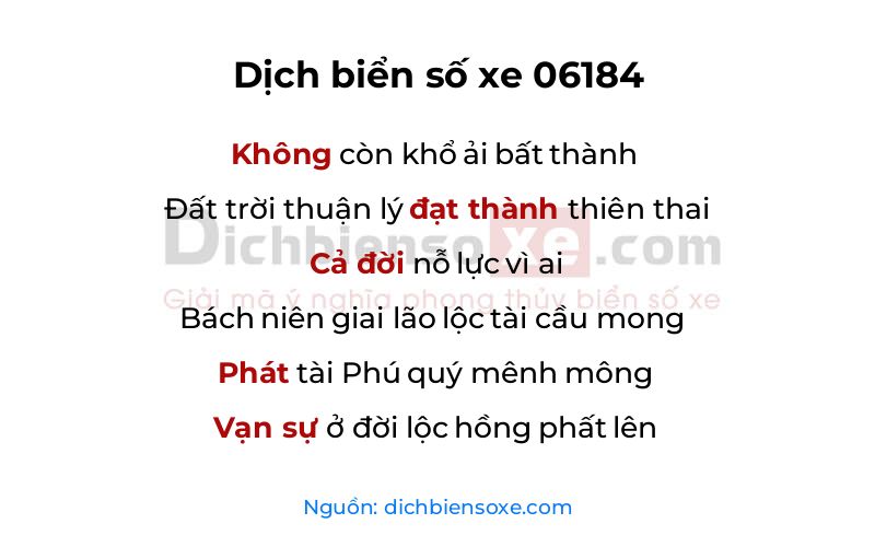 Dịch thơ biển số 06184