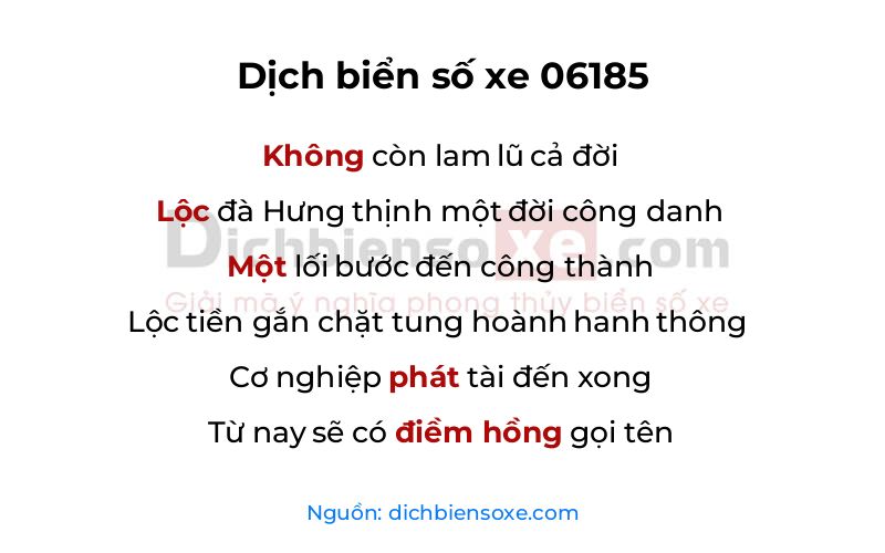 Dịch thơ biển số 06185