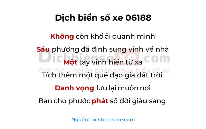 Dịch thơ biển số 06188
