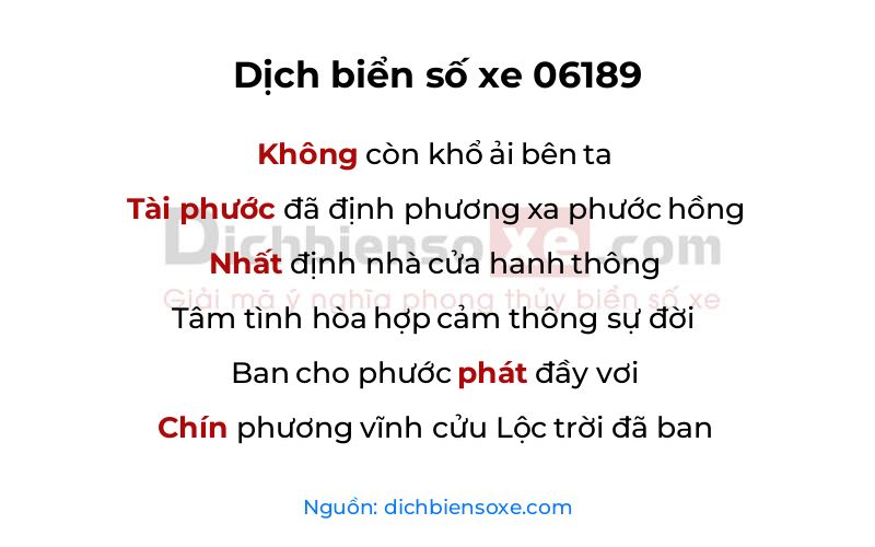 Dịch thơ biển số 06189