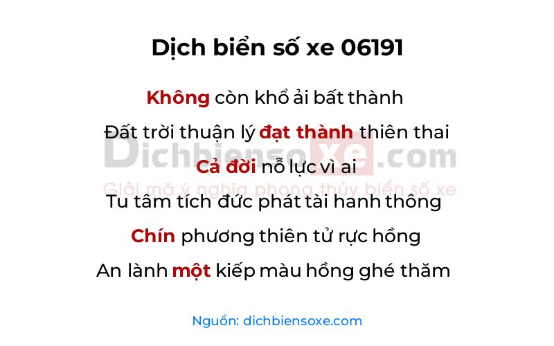 Dịch thơ biển số 06191