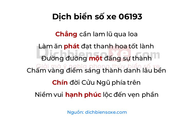 Dịch thơ biển số 06193