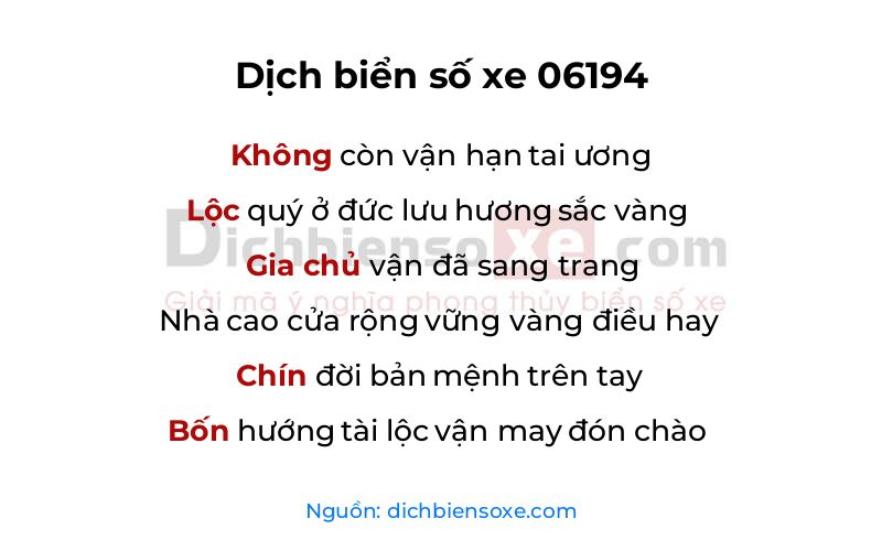 Dịch thơ biển số 06194