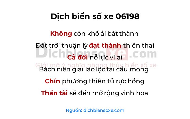 Dịch thơ biển số 06198