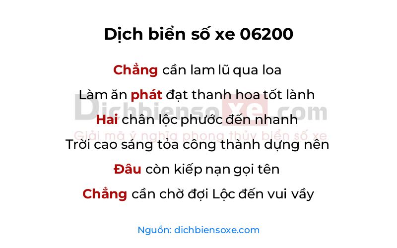 Dịch thơ biển số 06200