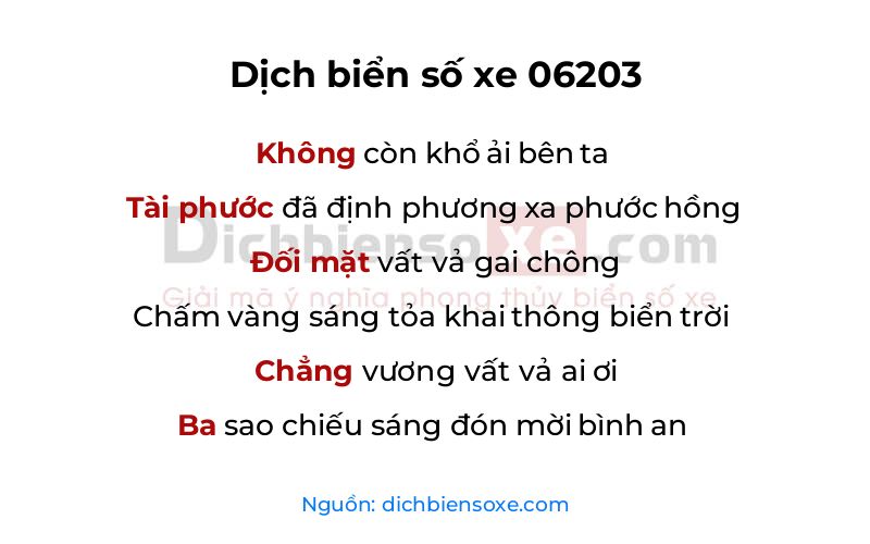Dịch thơ biển số 06203