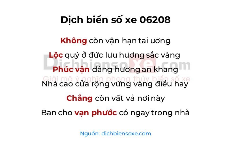 Dịch thơ biển số 06208