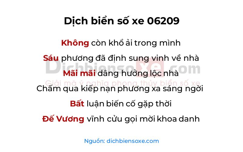 Dịch thơ biển số 06209