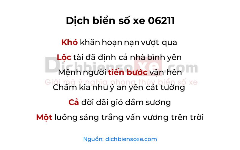 Dịch thơ biển số 06211