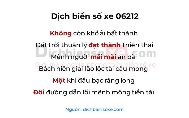 Dịch thơ biển số 06212