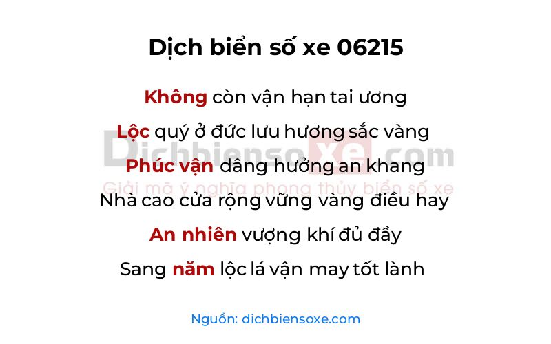 Dịch thơ biển số 06215