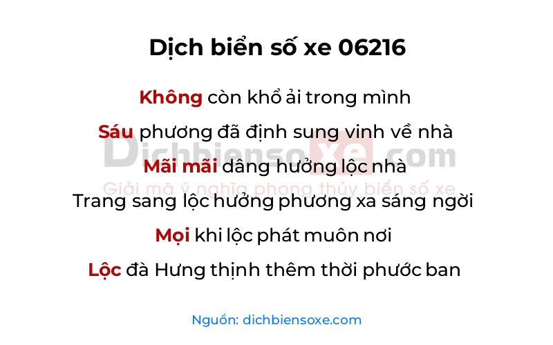 Dịch thơ biển số 06216