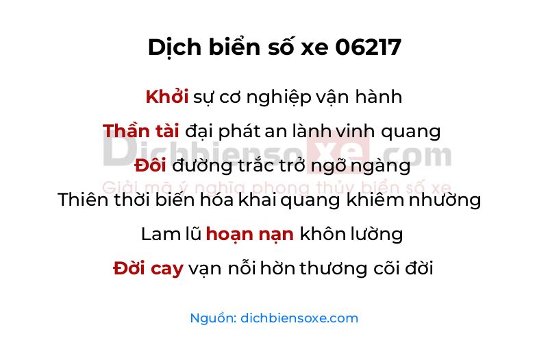 Dịch thơ biển số 06217