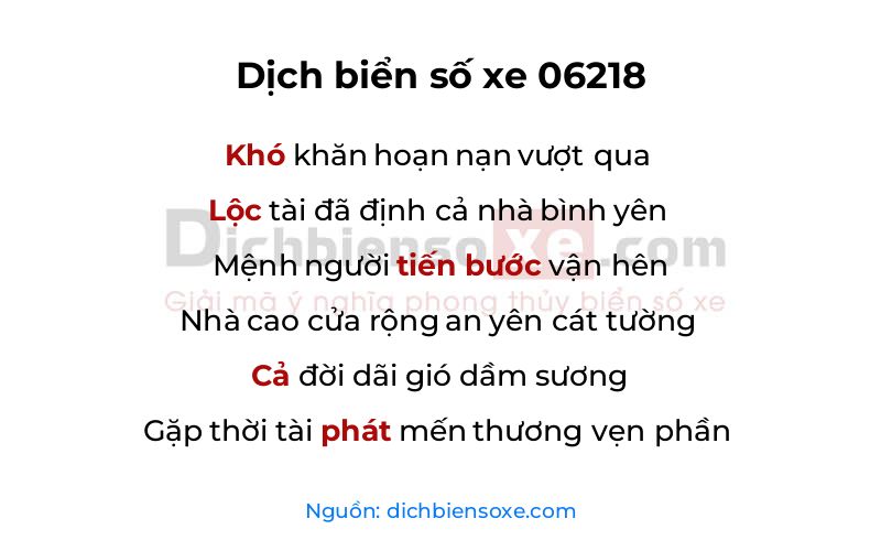 Dịch thơ biển số 06218