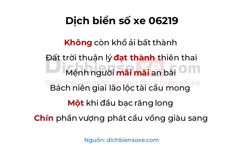 Dịch thơ biển số 06219