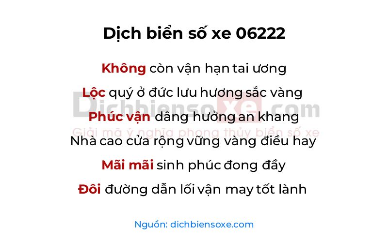 Dịch thơ biển số 06222