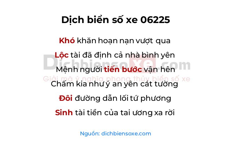 Dịch thơ biển số 06225