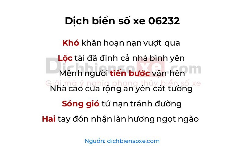 Dịch thơ biển số 06232