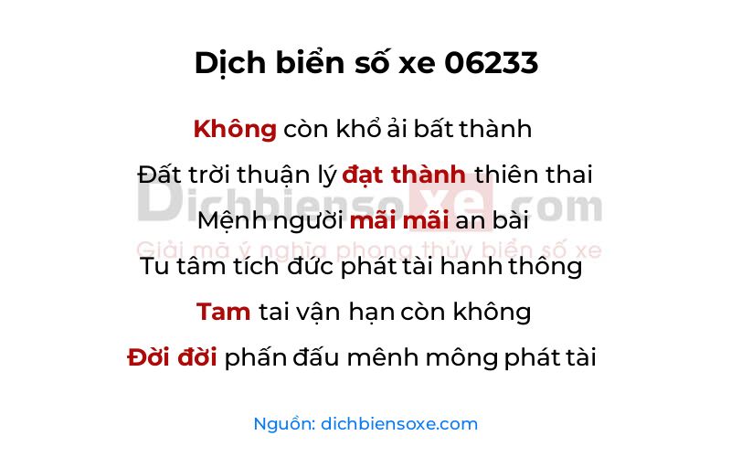 Dịch thơ biển số 06233