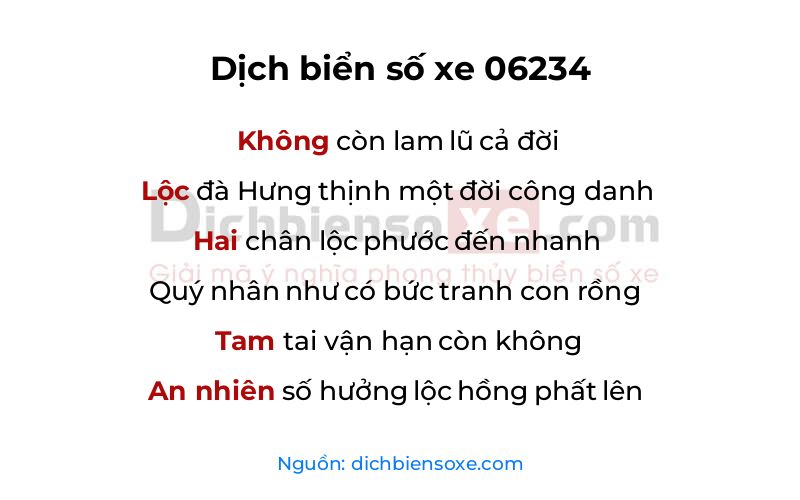 Dịch thơ biển số 06234