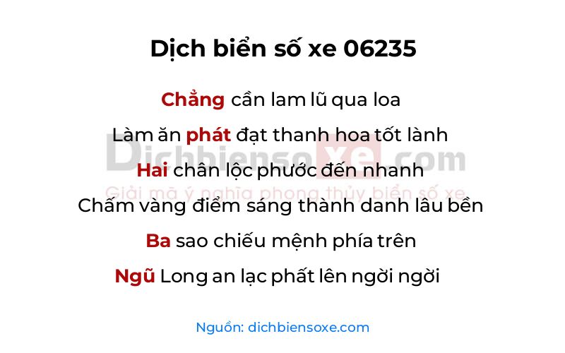 Dịch thơ biển số 06235
