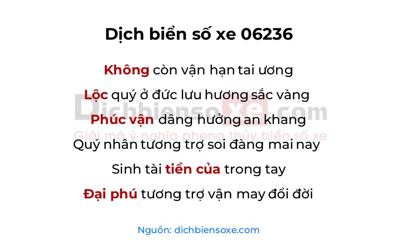 Dịch thơ biển số 06236