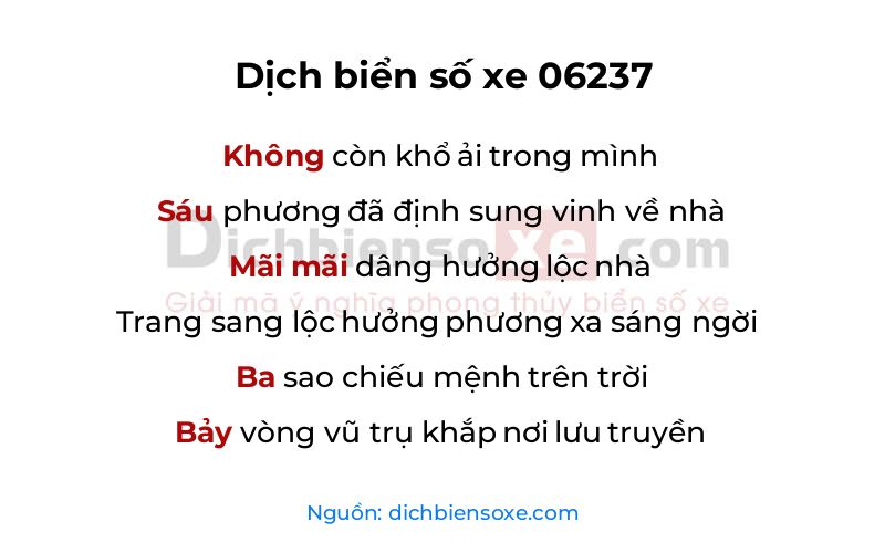 Dịch thơ biển số 06237
