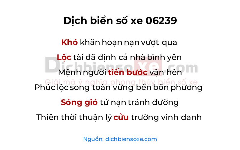 Dịch thơ biển số 06239