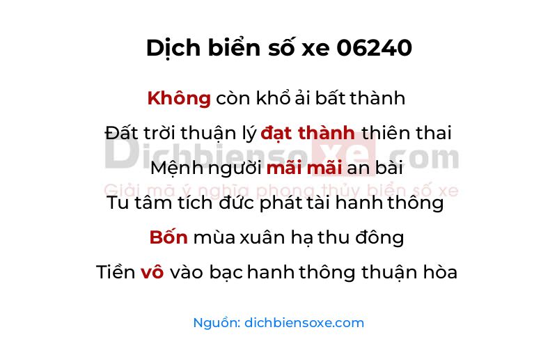 Dịch thơ biển số 06240