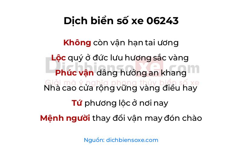 Dịch thơ biển số 06243