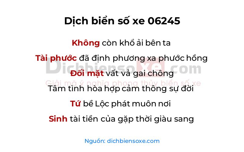 Dịch thơ biển số 06245