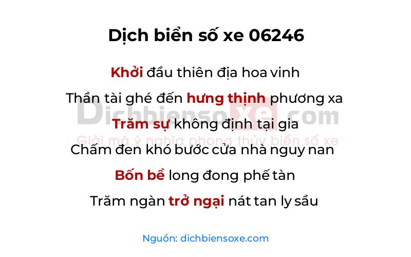 Dịch thơ biển số 06246