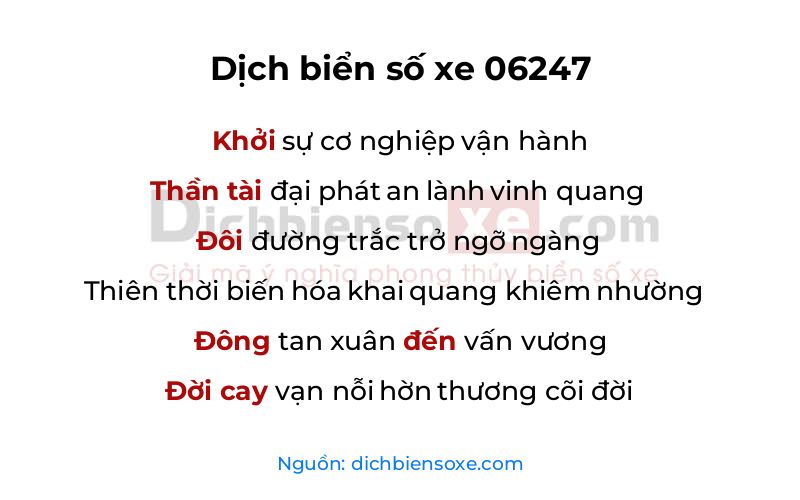Dịch thơ biển số 06247